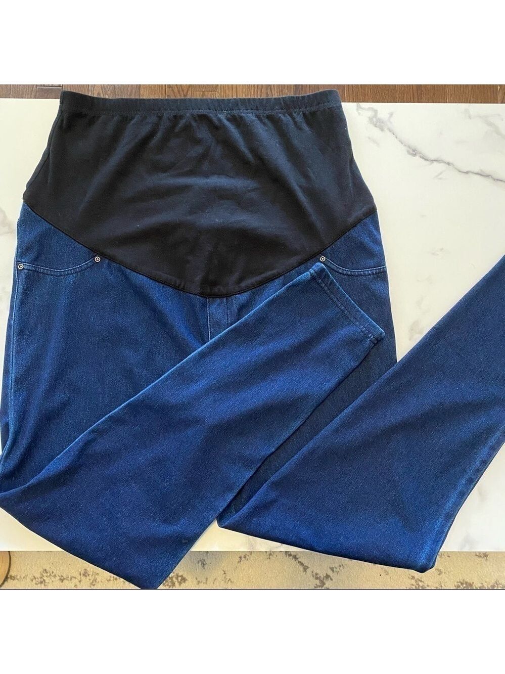 NEW Time and Tru Maternity Skinny Leg Crop Belly Band Stretch Blue Jeans Jegging